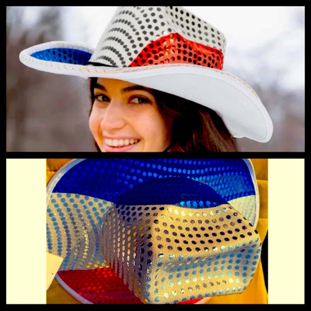 NWT Red White & Blue Sequin Cowboy-Hat